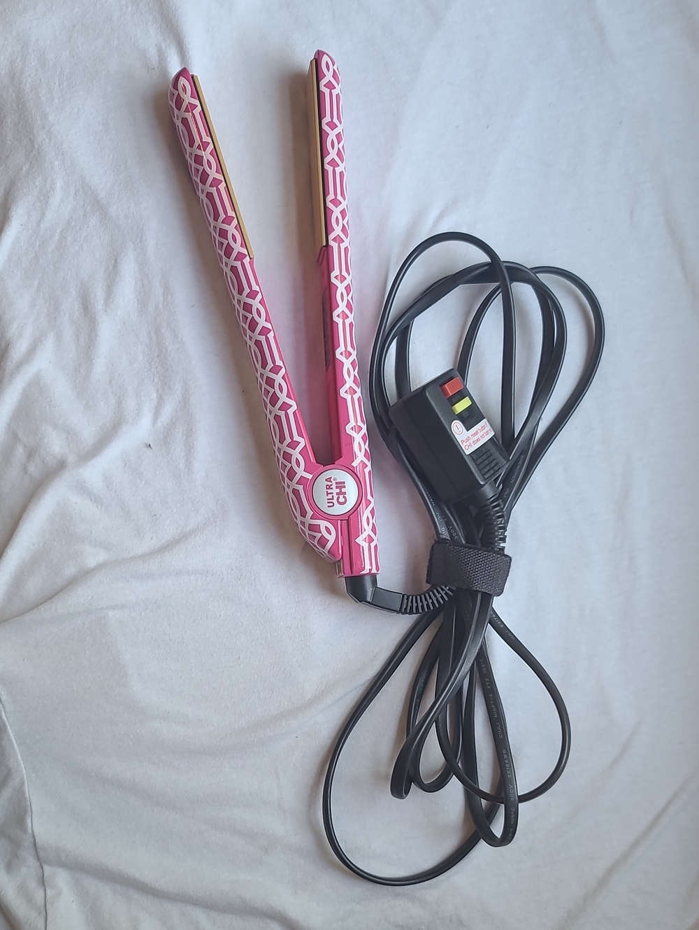 Pink Patterned Hair Flat Iron Straightener  Ultra Chi With 11 Ft Cord